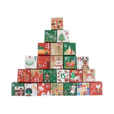 Imagem de Calendário Do Advento De Natal Com 24 Caixas De Doces Em Papel Kraft, 