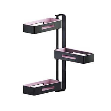 Imagem de Organizador de temperos de 3 níveis, suporte de temperos montado na parede, suporte de especiarias de alumínio espacial, organizador rotativo de 180°, armazenamento de temperos, frascos de temperos