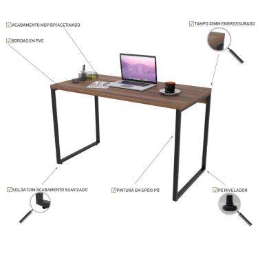 Imagem de Mesa Para Escritório Home Office Estilo Industrial Form C01 120 cm Nogal - Lyam Decor