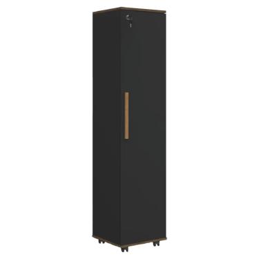 Imagem de Armário Multiuso Para Escritório Com Chave e Rodízios 1 Porta Lune Preto J&A