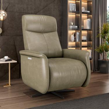 Imagem de Poltrona do Papai Reclinável Power Elétrica Anakin Base Estrela Giratória USB Couro Capuccino G76 - Gran Belo