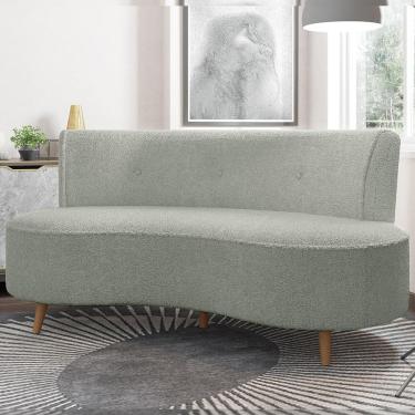 Imagem de Sofá Living 2 Lugares 135cm Aang Pés Palito Bouclê Cinza G33 - Gran Belo