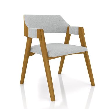 Imagem de Cadeira Sala de Jantar e Jogos Carteados Madeira Maciça Poker Linho Cinza/Mel G42 - Gran Belo