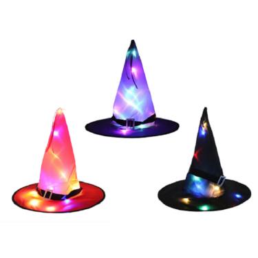 Imagem de Chapéu De Bruxa Com Luz Led Fantasia Adereço Halloween