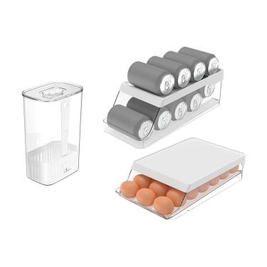 Imagem de Kit Organizador De Geladeira Clear Fresh 3 Peças Transparente Ou