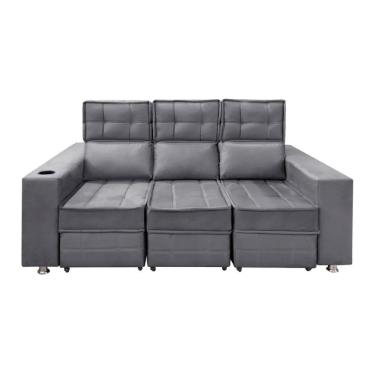 Imagem de Sofá Retrátil E Reclinável 3 Lugares Londres 2.10cm C-molas Chumbo