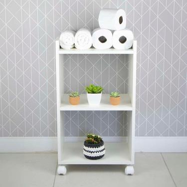 Imagem de Nicho Organizador Móvel Multiuso Branco Para Banheiro Com Rodízio 40cm