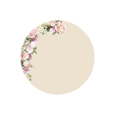 Imagem de Painel De Tecido Sublimado Redondo Flores Mistas Champagne - Fabrika d