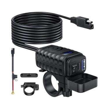 Imagem de Tomada USB À Prova d'Água Para Motocicleta Com Voltímetro E Interrupto