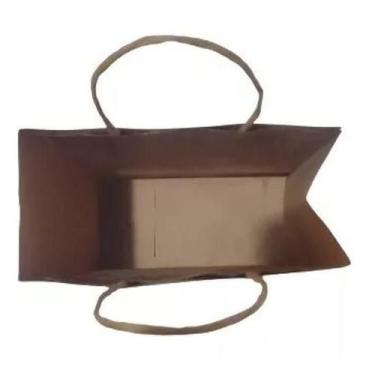 Imagem de Sacola De Papel Pardo Kraft Com Alça G 30,5X26X13Cm C/25 - Vinco