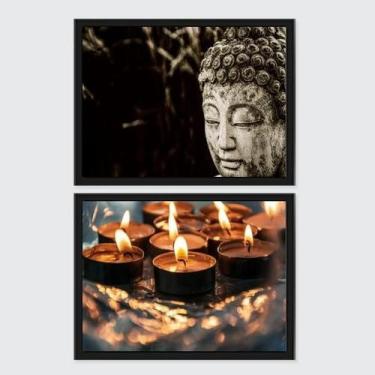 Imagem de Kit Quadros Zen Buda E Velas 33X24Cm 2 Peças - Quadros On-Line