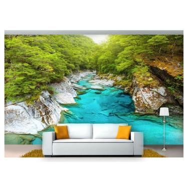 Imagem de Papel De Parede Lago Azul Rio Canyon Água 3D Nlk137