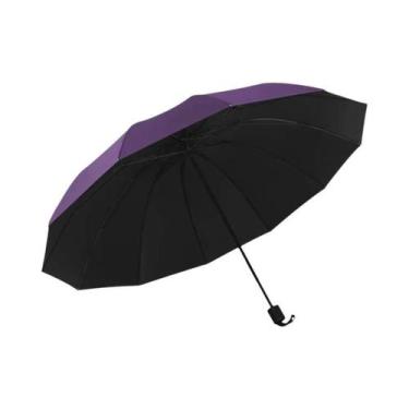 Imagem de Guarda-chuva Grande Dobrável Preto Com Proteção Solar, 12 Varetas, Rob