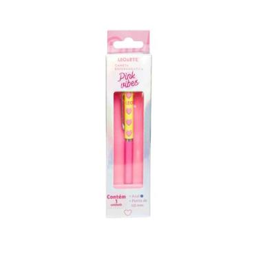 Imagem de Caneta Coração Pink Vibes - Tinta Azul Caixa com 1 unidade Leoarte Leo