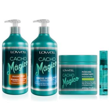 Imagem de Kit Lowell Cacho Magico Shampoo 500ml Mascara, Creme e Oleo