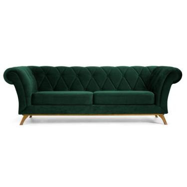 Imagem de Sofá 180cm 3 Lugares Base Madeira Império B-303 Verde Musgo