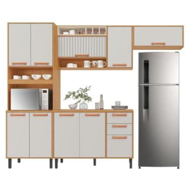 Imagem de Armário De Cozinha Completa 10 Portas 2 Gavetas Núbia Madeirado/Off Wh