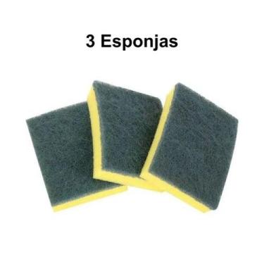 Imagem de Esponja Multiuso Limpeza Pesada Lavar Louça Dupla Face Verde Amarela R