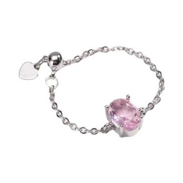 Imagem de Anel De Moda Feminino Ajustável Com Formato Oval E Micro Pavê De Zircô