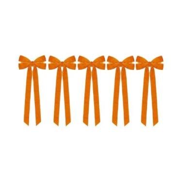 Imagem de Laços De Veludo Laranja 510pcs Enfeites Para Árvore De Natal Decoração