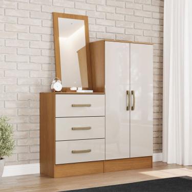 Imagem de Cômoda Sapateira 2 Portas 3 Gavetas Cinamomo/Off White B700 - Henn