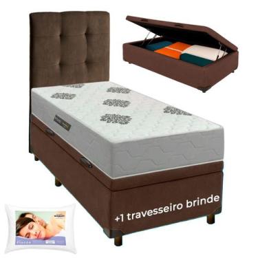 Imagem de Kit Cama Box Bau + Cabeceira + Colchão Solteiro D28 Confort Premium + 