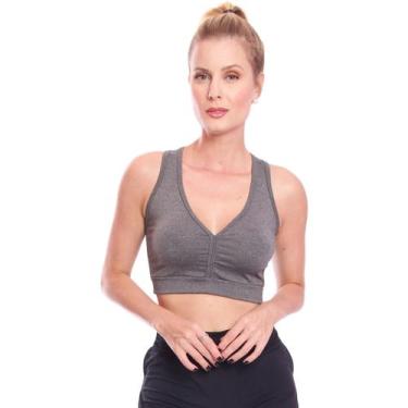 Imagem de Top Feminino Academia Treino Alta Sustentação Fitness - Adriben, Cinza