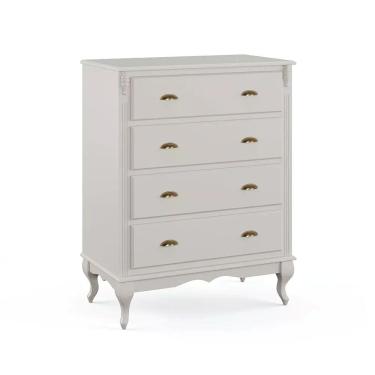 Imagem de Cômoda de Madeira 4 Gavetas Pés Luis Xv 60816 Hannover - Off White