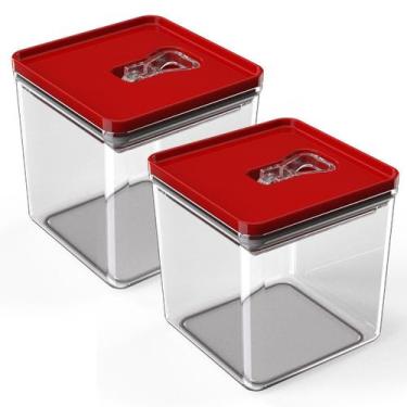 Imagem de Kit Pote Mantimento Hermético 2 Peças de 1L Organizador Cozinha Acríli