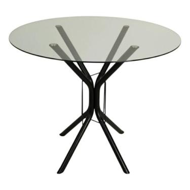 Imagem de Mesa Jantar 90cm Redonda Vidro Temperado Base Ana Metálica Escrivaninh