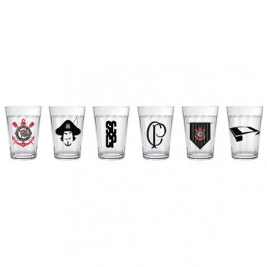 Imagem de Copo Americano Conjunto 6 Corinthians 190ML Licenciado Futebol - ALLMI