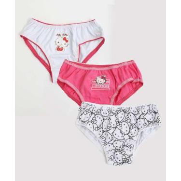 Imagem de Kit 3 Calcinhas Infantil Hello Kitty Tam 2 a 12 Rosa-85001, Rosa, Bran