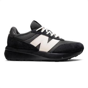 Imagem de Tênis New Balance 370v1 Unissex, Preto, Bege, 38