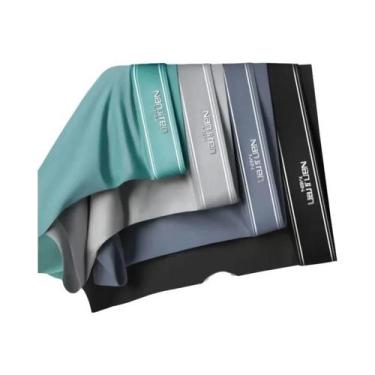 Imagem de Cuecas Boxer Masculinas De Seda Gelada Com Malha, Kit 4 Peças, Sexy, F