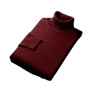 Imagem de Suéter Masculino De Tricô Gola Alta Quente Manga Longa Respirável Pulô