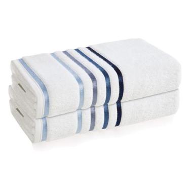 Imagem de Kit Jogo De Toalhas Karsten 2 Peças Banho Lumina Fio Penteado Cor:Azul