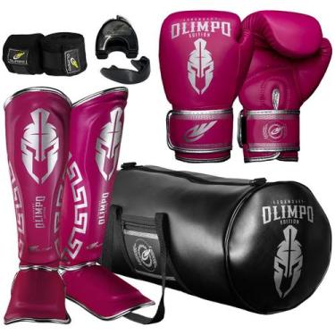 Imagem de Kit Muay Thai Luva bolsa caneleira bandagem 5M case bucal Legendary Ed