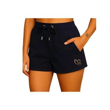 Imagem de Short Moletom Feminino Corações - RC, Preto, G1