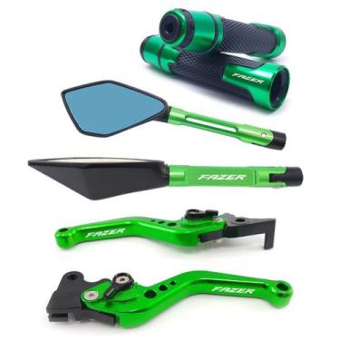 Imagem de Kit Manete Manopla Retrovisor Fazer 150 Ubs Gravado a laser - NoBrand,