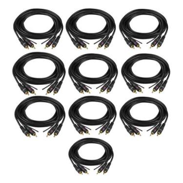 Imagem de Kit 10 cabo rca ouro 1,50 metros permak para som automotivo