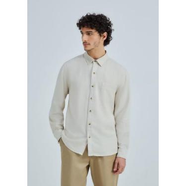 Imagem de Camisa Básica Masculina Manga Longa Slim Em Linho - Hering, XXG, Off w