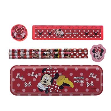 Imagem de Kit Escolar Molin Minnie Estojo + Apontador + Régua + 3 Lápis HB + Borracha