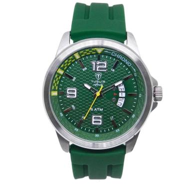 Imagem de Relógio Masculino de Aço Tuguir Analógico Infinity 9169F Prata e Verde-Masculino