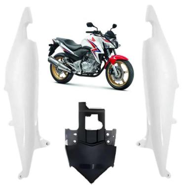 Imagem de Kit Carenagem Rabeta Lateral Traseira Completa Branco Perolizado Honda