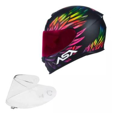 Imagem de Capacete Asx Eagle Vibes Preto Feminino Moto + Viseira Rosa, Preto fos