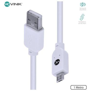 Imagem de Cabo USB X Micro USB B 2.0 5 Pinos 1 Metro Branco - MUSB-1 - Vinik