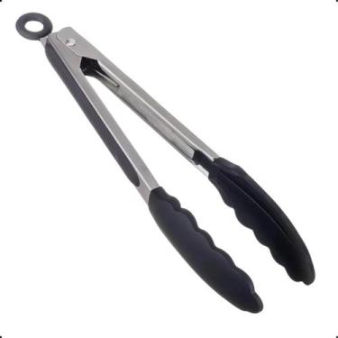Imagem de Pinça de Cozinha Inox Silicone 21cm com Trava Antiderrapante - BolaAzu