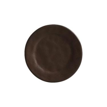 Imagem de Conjunto 6 Pratos Sobremesa Cerâmica Ocre Preto 20cm - Scalla