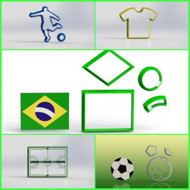Imagem de Kit Cortador de Pasta Americana Futebol 5 Modelos 4CM Plástico PLA Biodegradável HB Formas e Cortadores