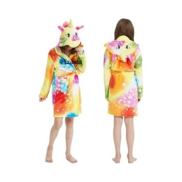 Imagem de Roupão Kigurumi Infantil Com Estampa De Estrelas Azuis E Unicórnio Par